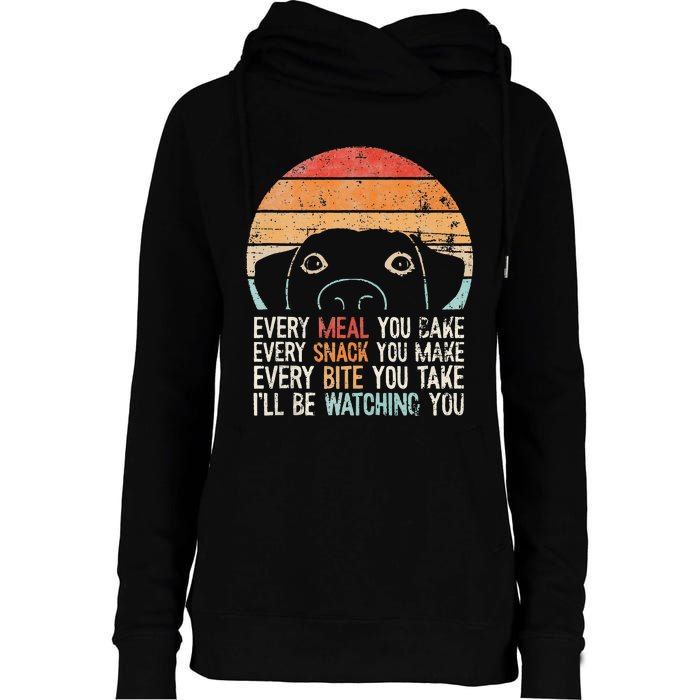 Funny Dog Retro Dog Ill Be Watching You Dog Dog Lover Womens Funnel Neck Pullover Hood