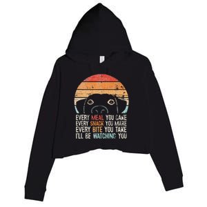 Funny Dog Retro Dog Ill Be Watching You Dog Dog Lover Crop Fleece Hoodie