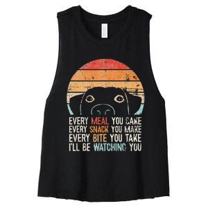 Funny Dog Retro Dog Ill Be Watching You Dog Dog Lover Women's Racerback Cropped Tank