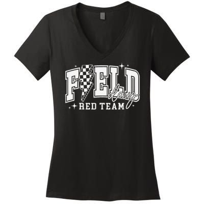 Field Day Red Team Color Field Trip Team Game Competition Women's V-Neck T-Shirt