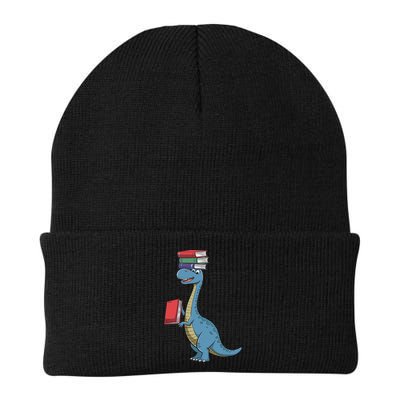 Funny Dinosaurs Reading Book Lover Bookworm Librarian Knit Cap Winter Beanie