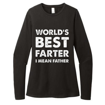 Fathers Day Retro Dad Worlds Best Farter I Mean Father Womens CVC Long Sleeve Shirt