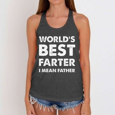 Fathers Day Retro Dad Worlds Best Farter I Mean Father Women's Knotted Racerback Tank