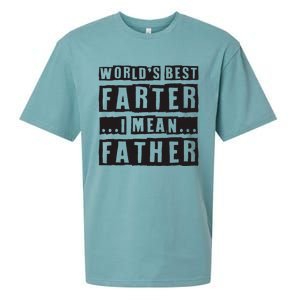 FatherS Day Retro Dad WorldS Best Farter I Mean Father Sueded Cloud Jersey T-Shirt