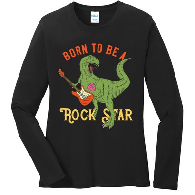 Funny Dinosaur Rex Rockstar Perfect Trex Gift Ladies Long Sleeve Shirt