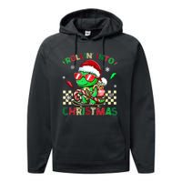 Funny Dinosaur Rollin Into Christmas Xmas Santa Boy Performance Fleece Hoodie