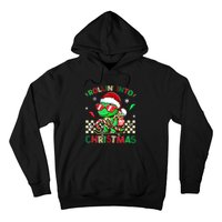 Funny Dinosaur Rollin Into Christmas Xmas Santa Boy Hoodie