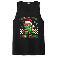 Funny Dinosaur Rollin Into Christmas Xmas Santa Boy PosiCharge Competitor Tank