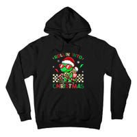 Funny Dinosaur Rollin Into Christmas Xmas Santa Boy Tall Hoodie