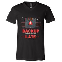 Floppy Disk Retro Tech Nostalgia Old School Computing Humor V-Neck T-Shirt