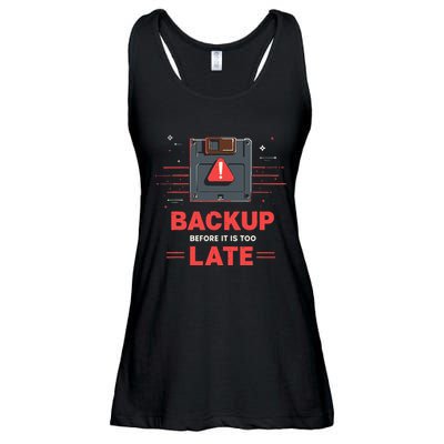 Floppy Disk Retro Tech Nostalgia Old School Computing Humor Ladies Essential Flowy Tank