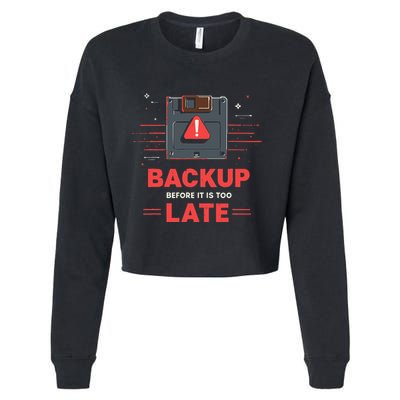 Floppy Disk Retro Tech Nostalgia Old School Computing Humor Cropped Pullover Crew