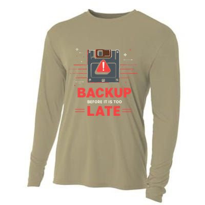 Floppy Disk Retro Tech Nostalgia Old School Computing Humor Cooling Performance Long Sleeve Crew