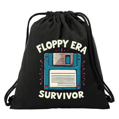 Floppy Disk Retro Tech Nostalgia Old School Computing Humor Drawstring Bag