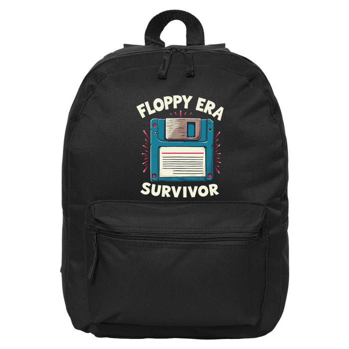 Floppy Disk Retro Tech Nostalgia Old School Computing Humor 16 in Basic Backpack