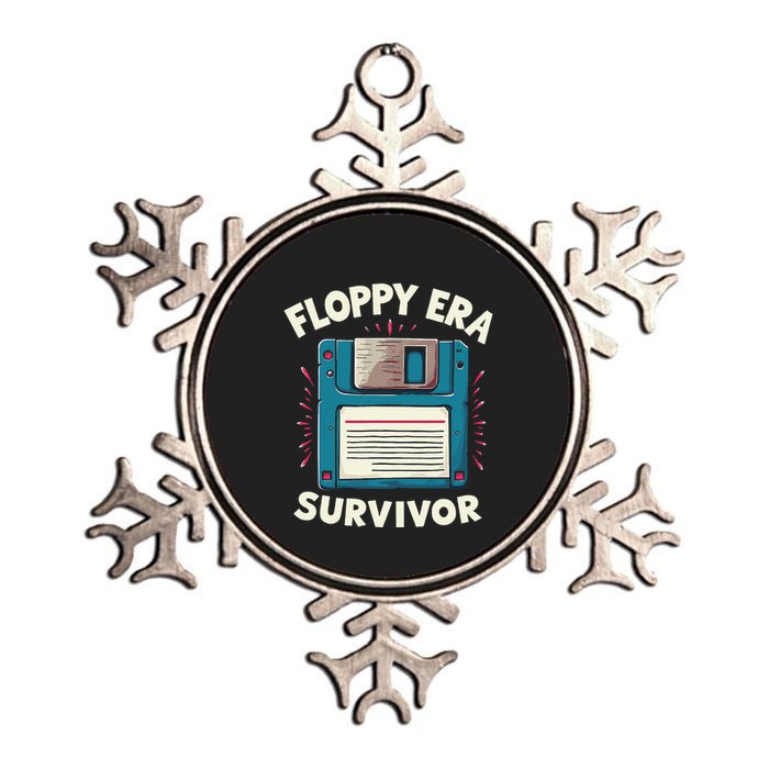 Floppy Disk Retro Tech Nostalgia Old School Computing Humor Metallic Star Ornament