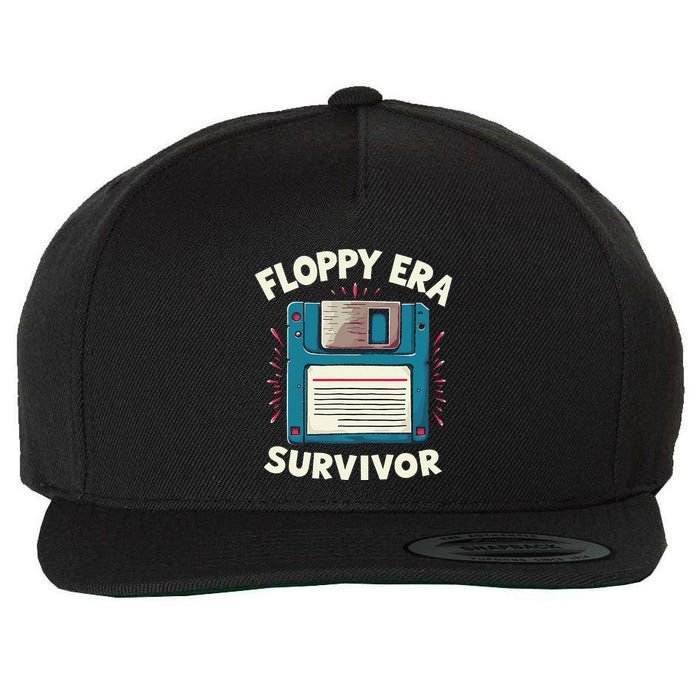 Floppy Disk Retro Tech Nostalgia Old School Computing Humor Wool Snapback Cap
