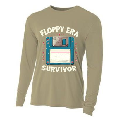 Floppy Disk Retro Tech Nostalgia Old School Computing Humor Cooling Performance Long Sleeve Crew