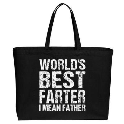 Fathers Day Retro Dad Worlds Best Farter I Mean Father Cotton Canvas Jumbo Tote