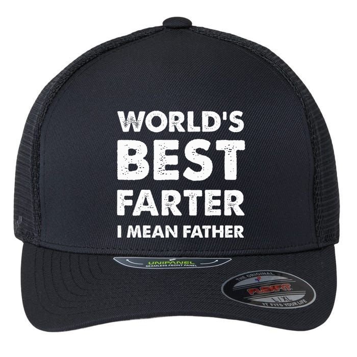 Father's Day Retro Dad World's Best Farter I Mean Father Flexfit Unipanel Trucker Cap