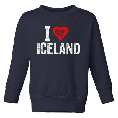 Funny Design Retro I Love Iceland With A Red Heart Toddler Sweatshirt