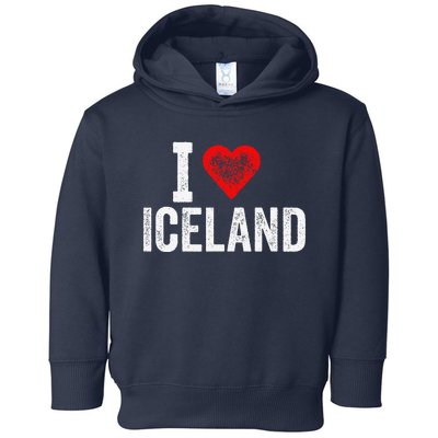 Funny Design Retro I Love Iceland With A Red Heart Toddler Hoodie