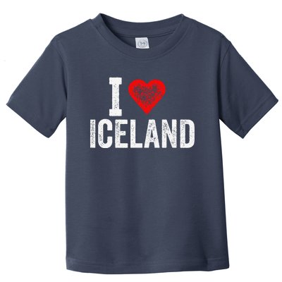 Funny Design Retro I Love Iceland With A Red Heart Toddler T-Shirt