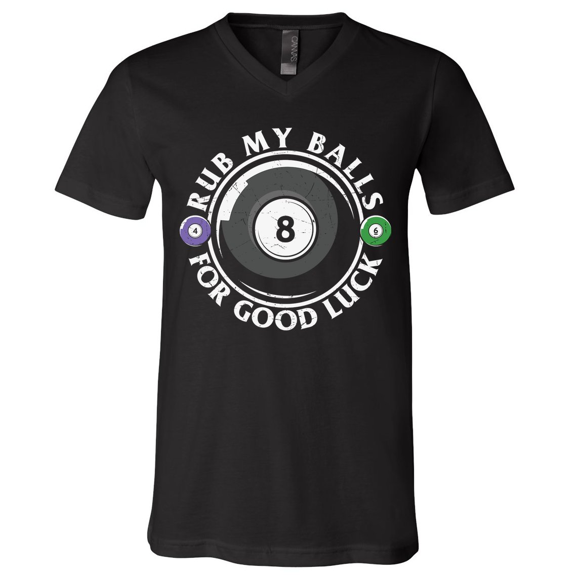 Father's Day Billiards Dad Rub My Ball For Good Luck Gift For Dad V-Neck T-Shirt
