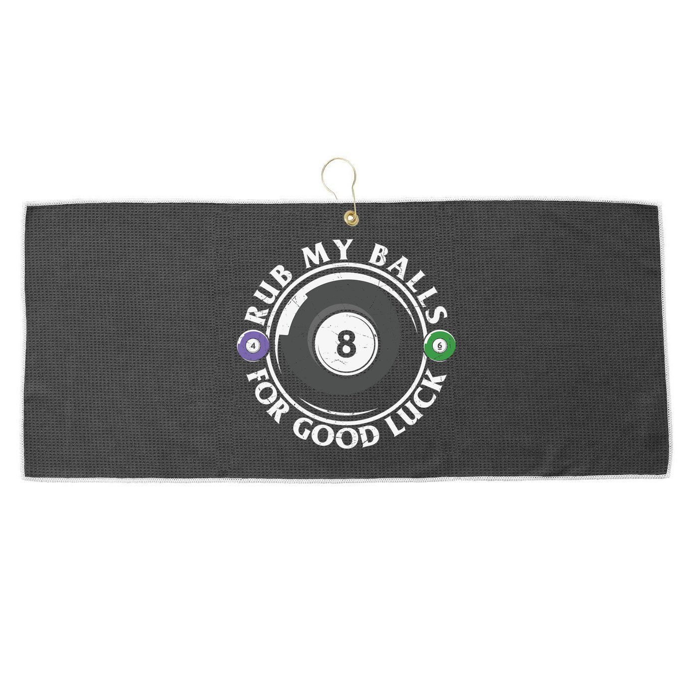 Father's Day Billiards Dad Rub My Ball For Good Luck Gift For Dad Large Microfiber Waffle Golf Towel