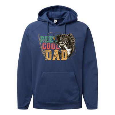 Fathers Day Reel Cool Dad Fishing Lover Fisherman Daddy Papa Performance Fleece Hoodie