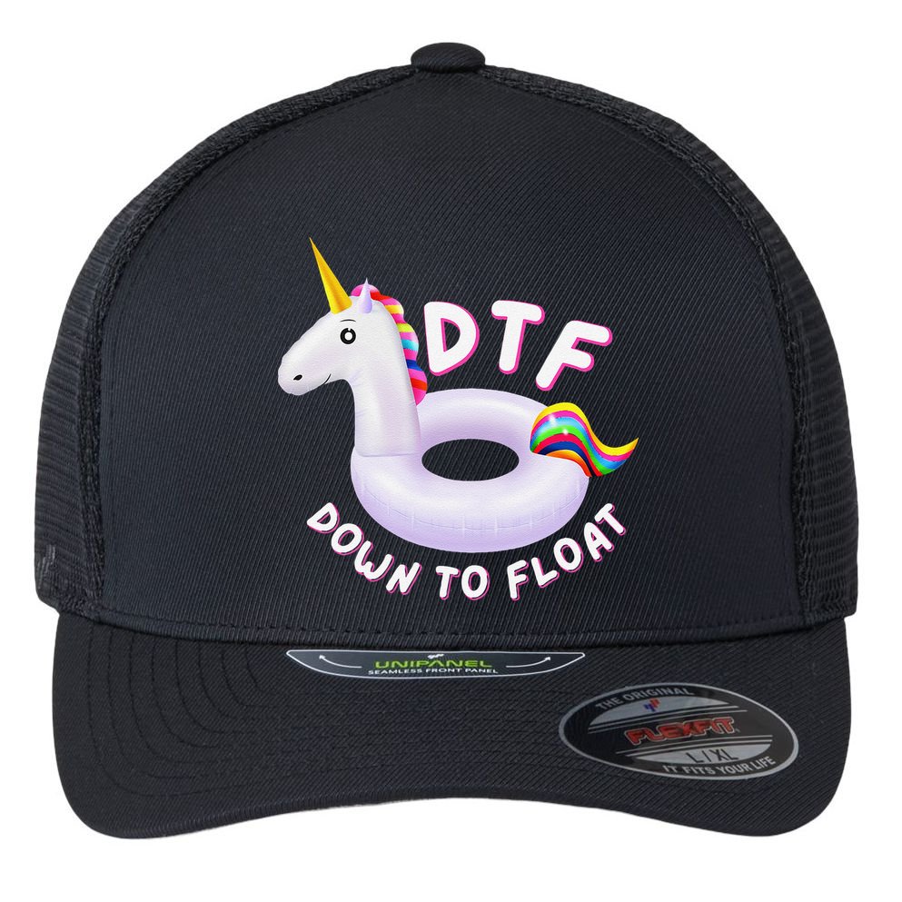Funny Dtf River Tubing Down To Float Summer Float Trip Flexfit Unipanel Trucker Cap