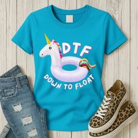 Funny Dtf River Tubing Down To Float Summer Float Trip Womens T-Shirt