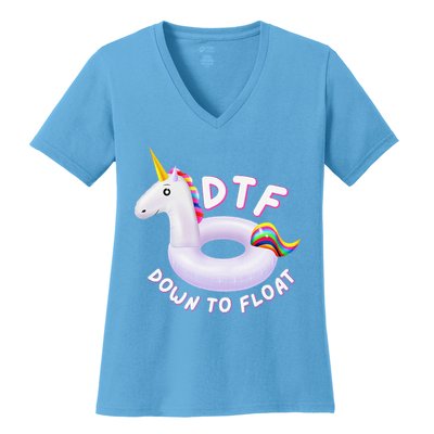 Funny Dtf River Tubing Down To Float Summer Float Trip Women's V-Neck T-Shirt