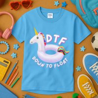 Funny Dtf River Tubing Down To Float Summer Float Trip Kids T-Shirt