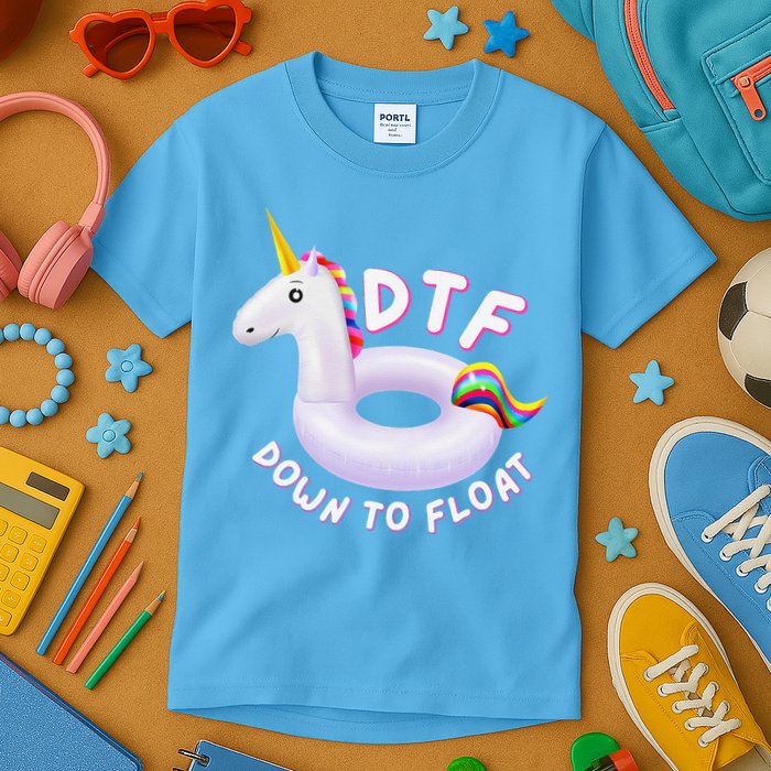 Funny Dtf River Tubing Down To Float Summer Float Trip Kids T-Shirt