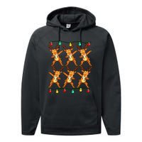 Festive Dabbing Reindeer with Xmas Lights Performance Fleece Hoodie