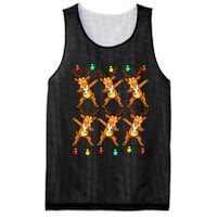 Festive Dabbing Reindeer with Xmas Lights Mesh Reversible Basketball Jersey Tank