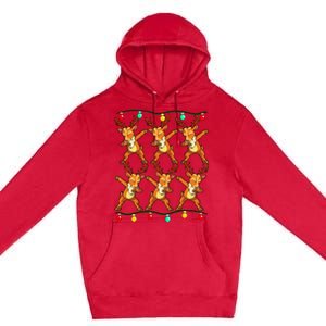 Festive Dabbing Reindeer with Xmas Lights Premium Pullover Hoodie