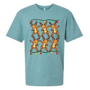 Festive Dabbing Reindeer with Xmas Lights Sueded Cloud Jersey T-Shirt