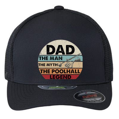 Father's Day Retro Billiard Player Dad, Billiards Pool Gift For Dad Flexfit Unipanel Trucker Cap