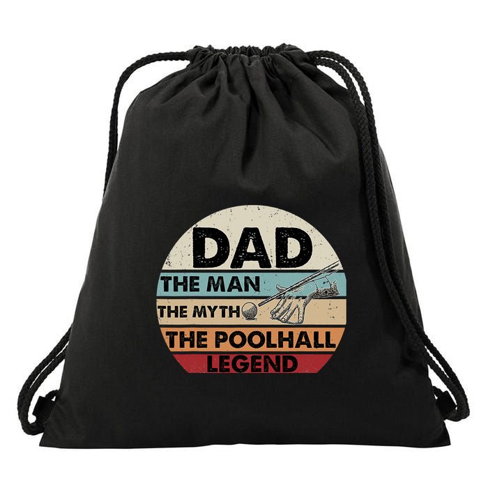 Father's Day Retro Billiard Player Dad, Billiards Pool Gift For Dad Drawstring Bag