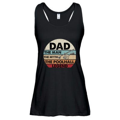Father's Day Retro Billiard Player Dad, Billiards Pool Gift For Dad Ladies Essential Flowy Tank