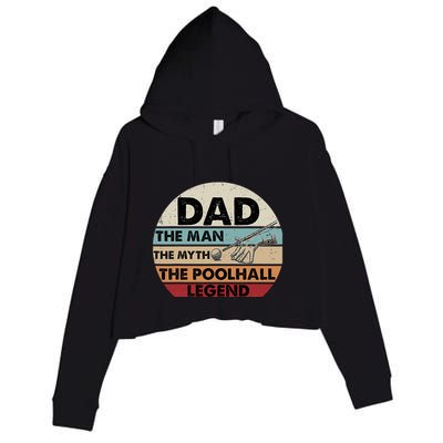 Father's Day Retro Billiard Player Dad, Billiards Pool Gift For Dad Crop Fleece Hoodie