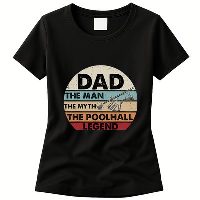 Father's Day Retro Billiard Player Dad, Billiards Pool Gift For Dad Womens T-Shirt