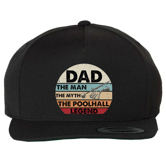 Father's Day Retro Billiard Player Dad, Billiards Pool Gift For Dad Wool Snapback Cap