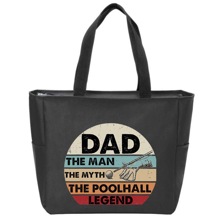 Father's Day Retro Billiard Player Dad, Billiards Pool Gift For Dad Zip Tote Bag
