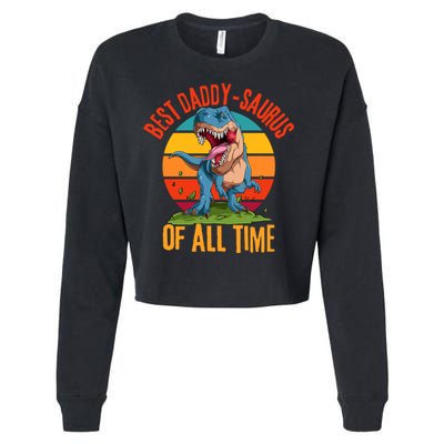 Funny Daddysaurus Rex Dad Fathers Day Dinosaur Daddy Meaningful Gift Cropped Pullover Crew