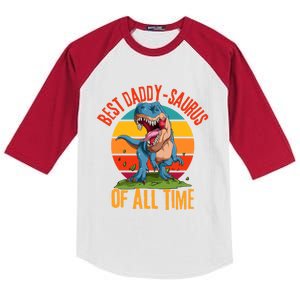 Funny Daddysaurus Rex Dad Fathers Day Dinosaur Daddy Meaningful Gift Kids Colorblock Raglan Jersey