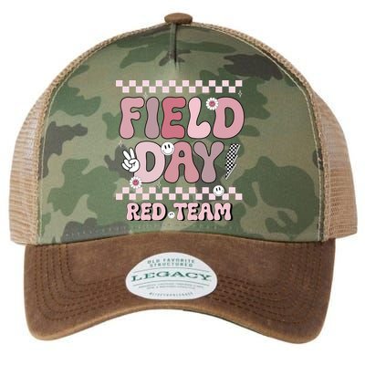 Field Day Red Team Groovy Smile Face Checkered Students Legacy Tie Dye Trucker Hat