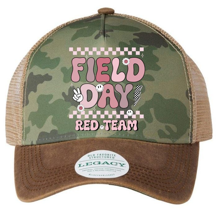 Field Day Red Team Groovy Smile Face Checkered Students Legacy Tie Dye Trucker Hat
